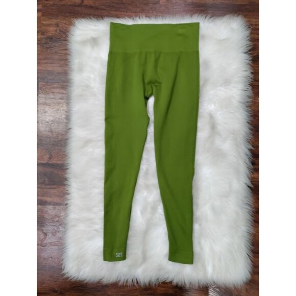 SET Active Pants - Set Active High Rise Full Length Yoga Legging Pants Green Women's Size Medium